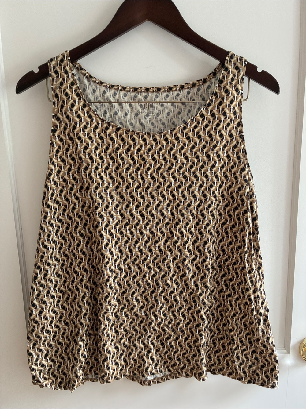 J. Jill Beige and Black Geometric Print Sleeveless Tank